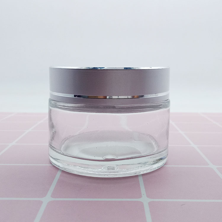 Eco-friendly 50g Cosmetic Container clear Glass Jar for cosmetic packaging