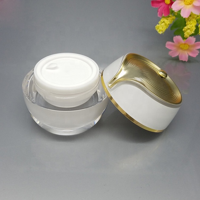 Eco-friendly 50g White Ball shaped Plastic Acrylic Cosmetic Cream container for skin care packaging