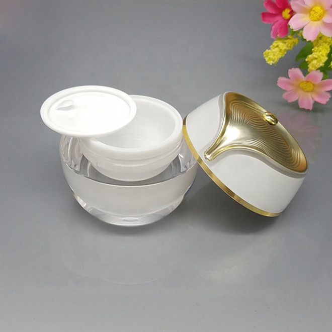 Eco-friendly 50g White Ball shaped Plastic Acrylic Cosmetic Cream container for skin care packaging