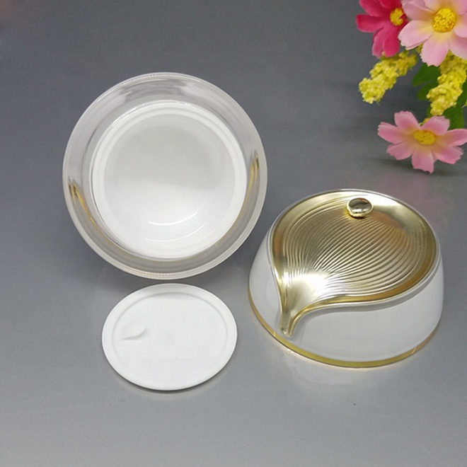 Eco-friendly 50g White Ball shaped Plastic Acrylic Cosmetic Cream container for skin care packaging