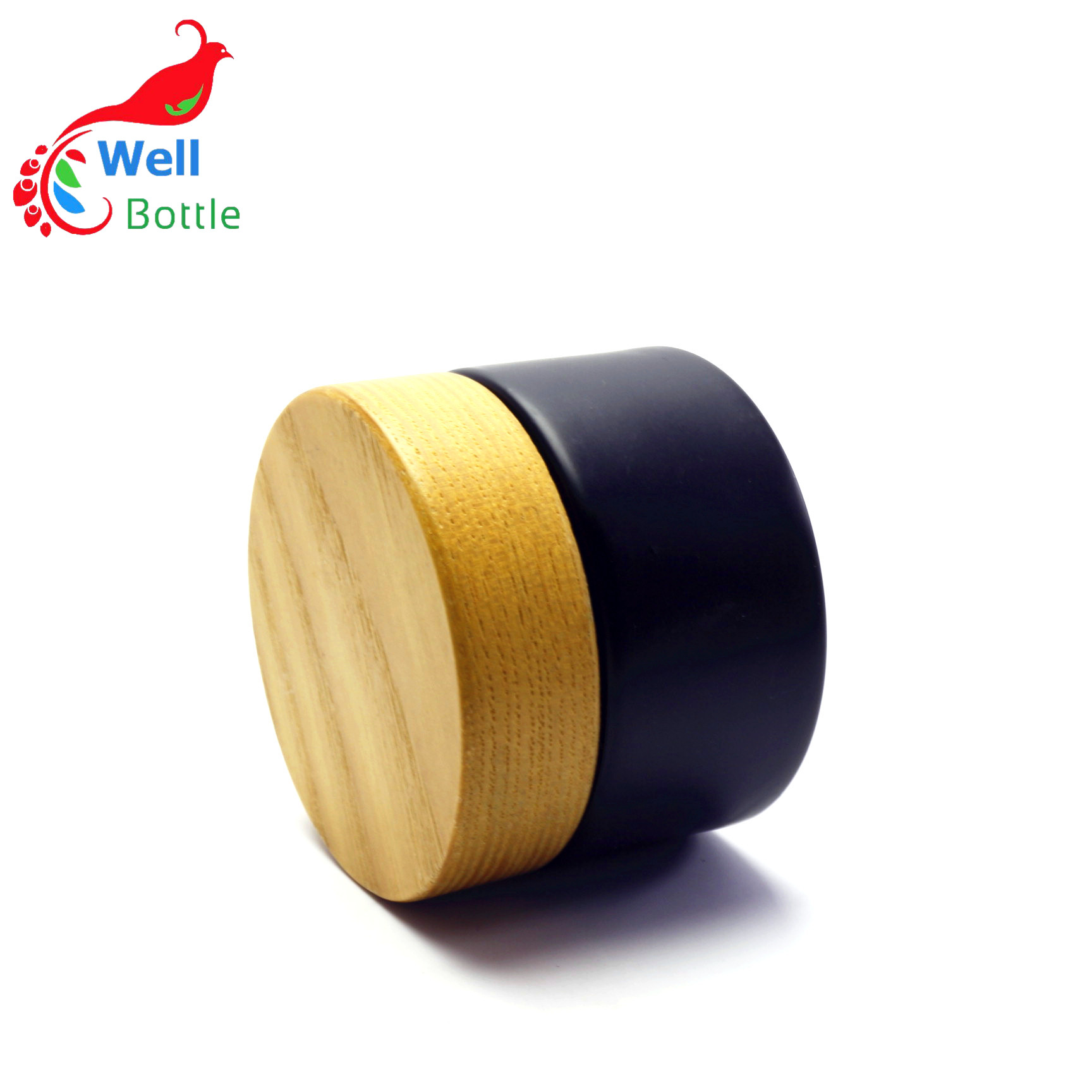 Eco friendly 50g cream cosmetic jar black frosted glass cosmetic jar BJ-068RL