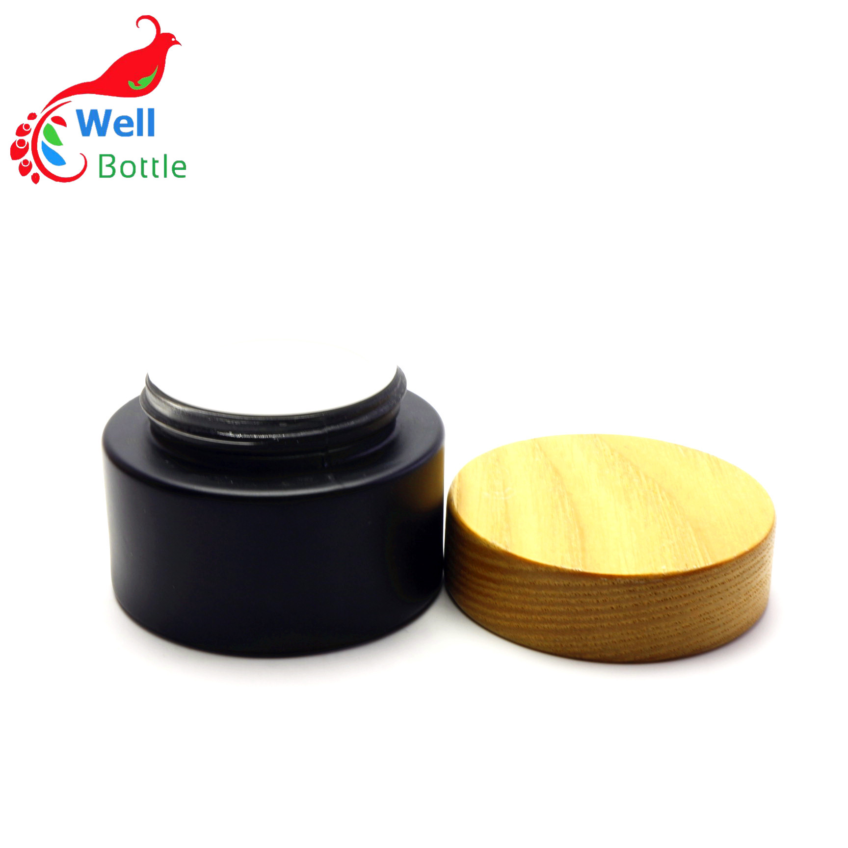 Eco friendly 50g cream cosmetic jar black frosted glass cosmetic jar BJ-068RL