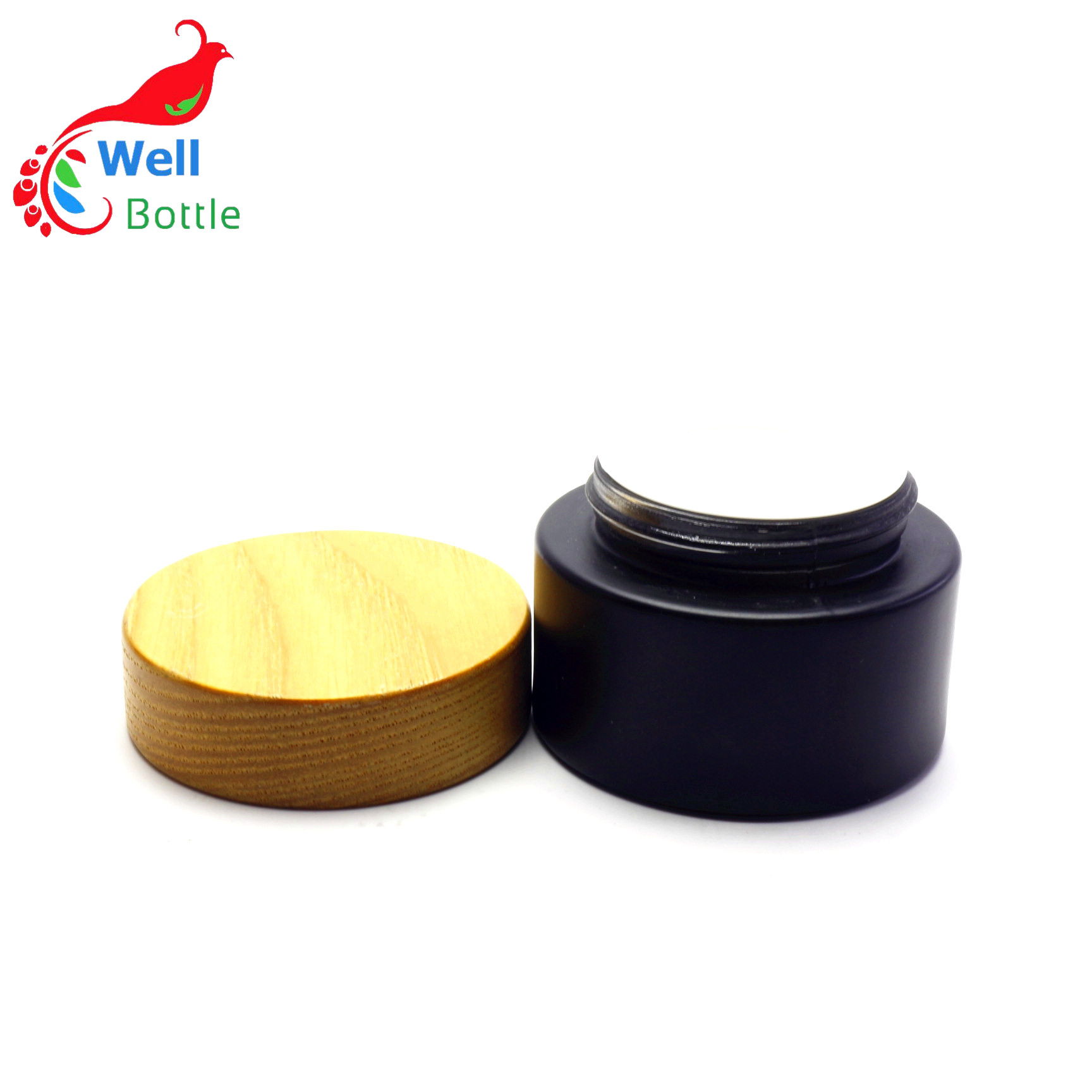 Eco friendly 50g cream cosmetic jar black frosted glass cosmetic jar BJ-068RL