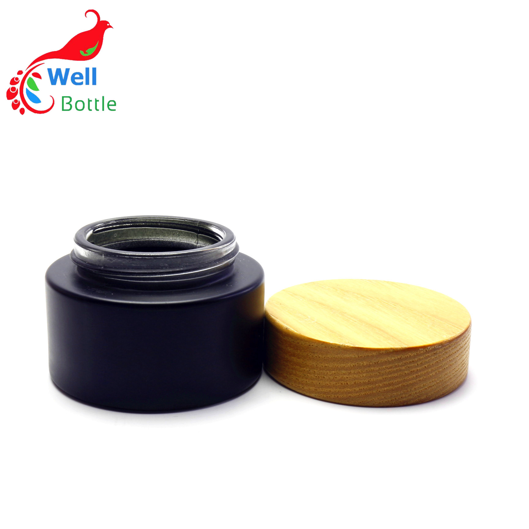 Eco friendly 50g cream cosmetic jar black frosted glass cosmetic jar BJ-068RL