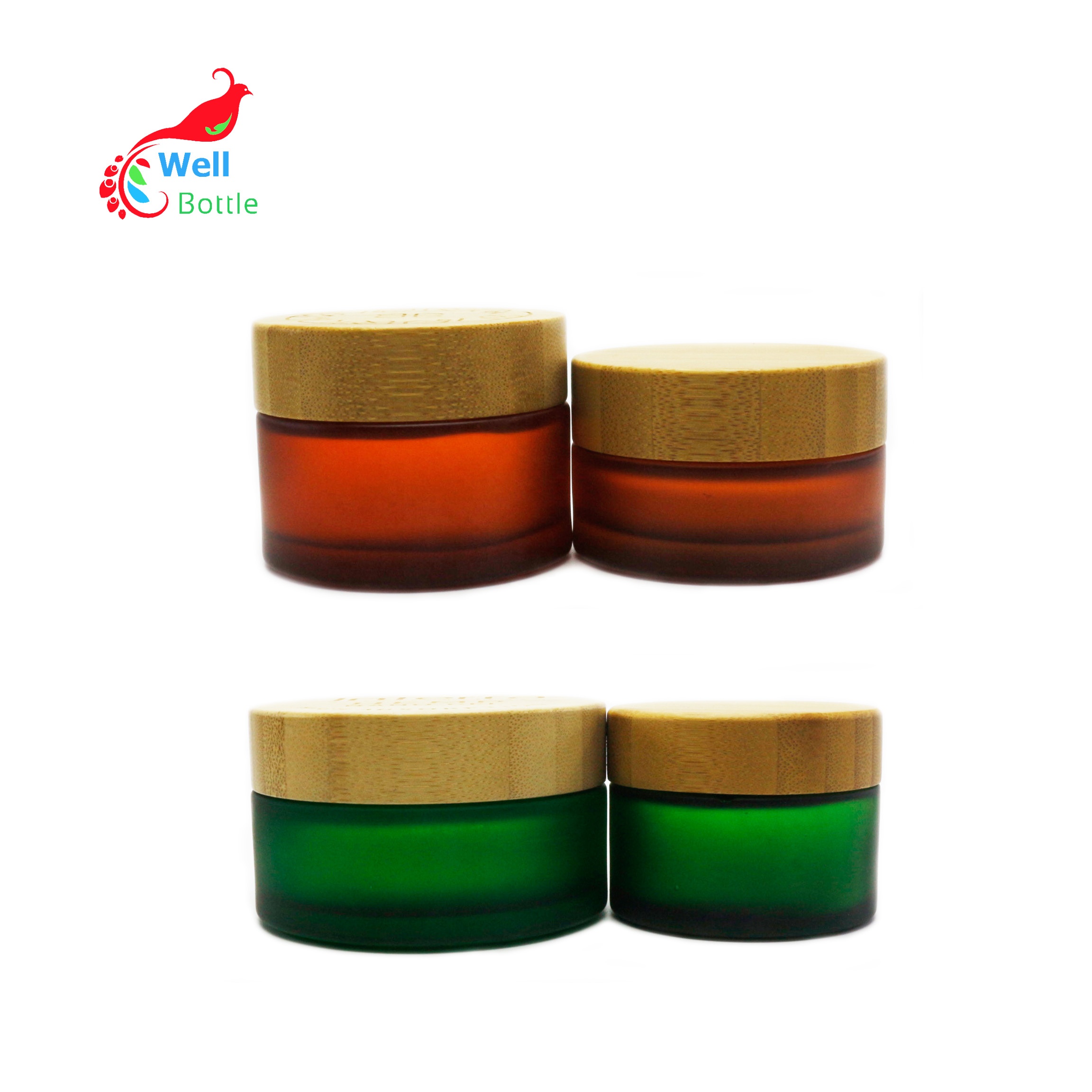 Eco friendly 5g 10g 15g 30g 50g 100g glass jar with bamboo engraving lid for CBD cream cosmetic containers BJ-100D