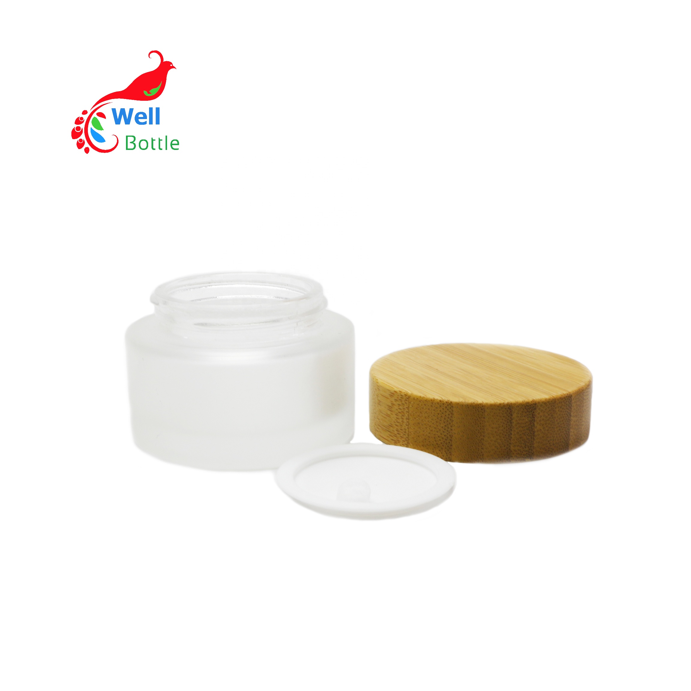 Eco friendly 5g 10g 15g 30g 50g 100g glass jar with bamboo engraving lid for CBD cream cosmetic containers BJ-100D