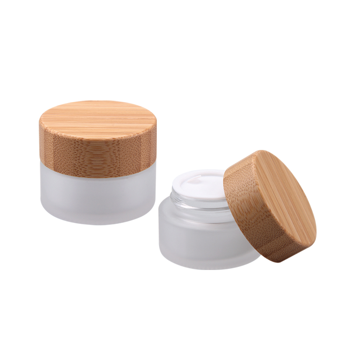 Eco-friendly 5ml 10ml 30ml 50ml 100ml 200ml 250ml glass packaging container skin care glass jar with bamboo cap