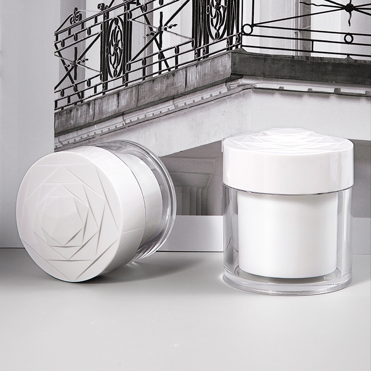 Eco-friendly AS PP Material Plastic Cream Jar 20g 30g 50g Plastic Double Wall Face Cream Cosmetic Jars With Rose Lid