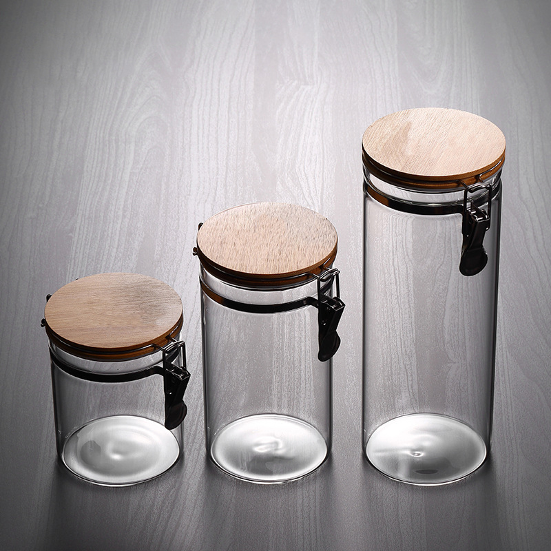 Eco-friendly Airtight Preserving Sealed Nut Containers Clamp Glass Storage Jar Candy Glass Jar With Airtight Glass Lid