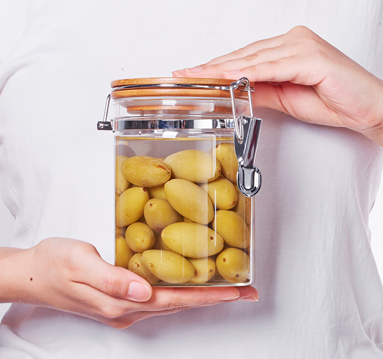 Eco-friendly Airtight Preserving Sealed Nut Containers Clamp Glass Storage Jar Candy Glass Jar With Airtight Glass Lid