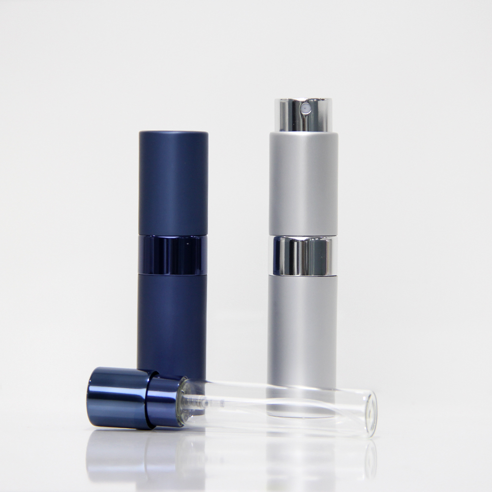Eco-friendly Aluminum Silver Snap-on Perfume Pocket Atomizer With Screw Neck Perfume Bottle
