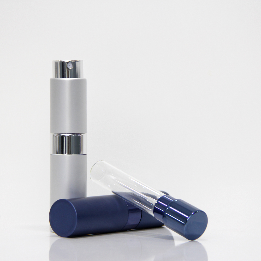 Eco-friendly Aluminum Silver Snap-on Perfume Pocket Atomizer With Screw Neck Perfume Bottle