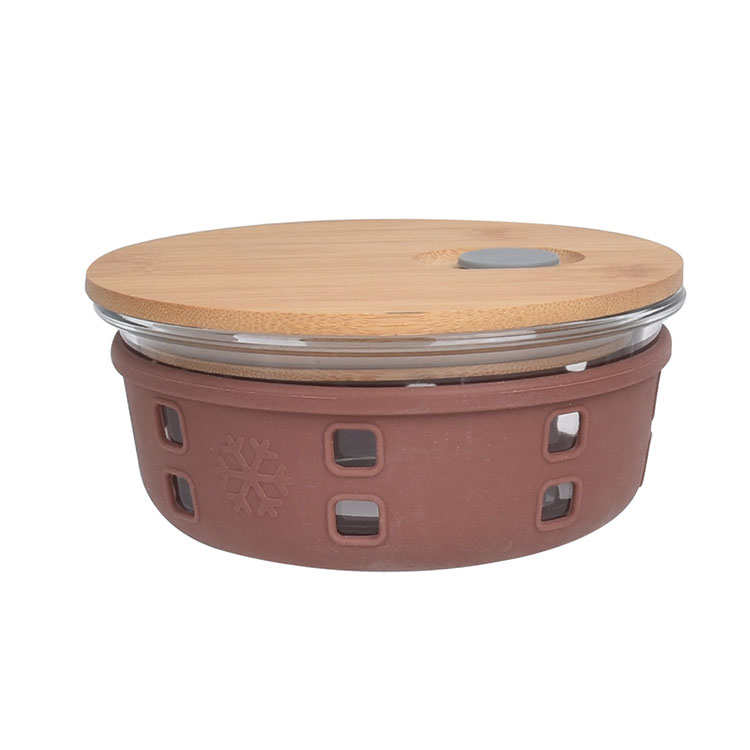 Eco-friendly BPA free bamboo lid container food safe air tight high borosilicate glass storage jar set