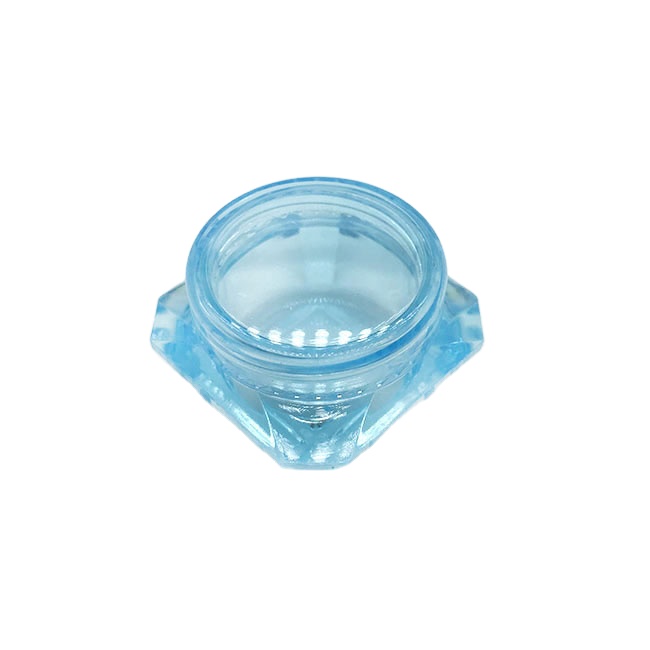 Eco friendly Blue 3 gram plastic cream jar with screw caps