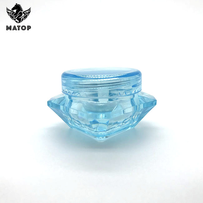 Eco friendly Blue 3 gram plastic cream jar with screw caps