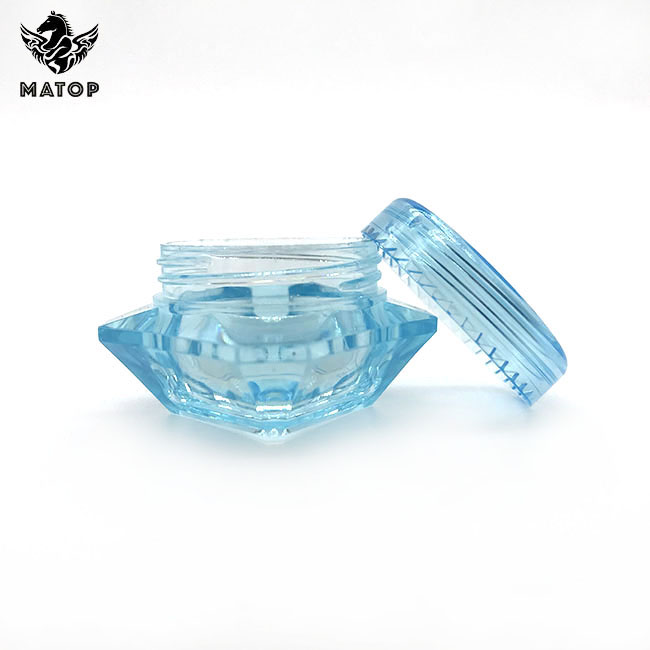 Eco friendly Blue 3 gram plastic cream jar with screw caps