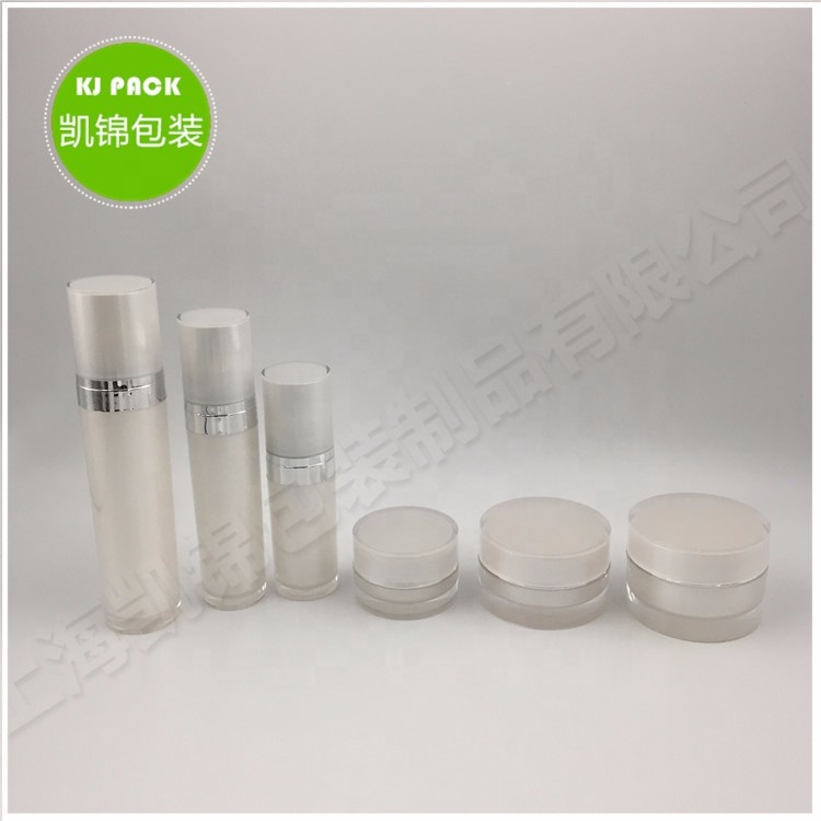 Eco friendly Custom Logo white acrylic round waist series lotion bottle cream jar for face