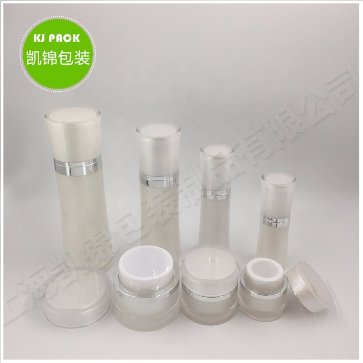 Eco friendly Custom Logo white acrylic round waist series lotion bottle cream jar for face