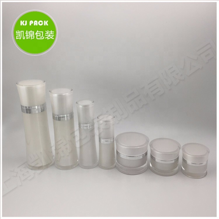 Eco friendly Custom Logo white acrylic round waist series lotion bottle cream jar for face