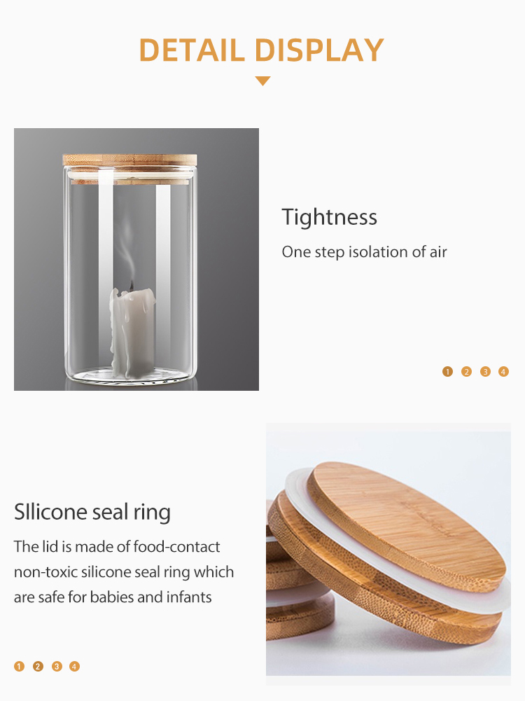 Eco-friendly Kitchen Glass Canisters Glass Storage Jars with Airtight Bamboo Lid