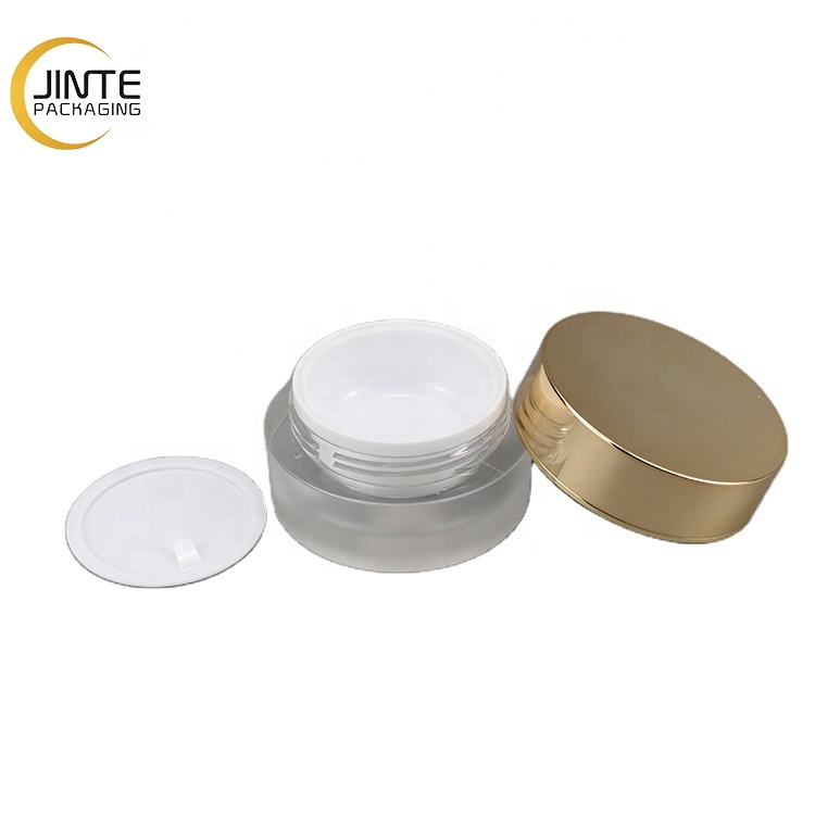 Eco-friendly Material Frosted Acrylic Plastic Cream Jars with Gold Top Lid