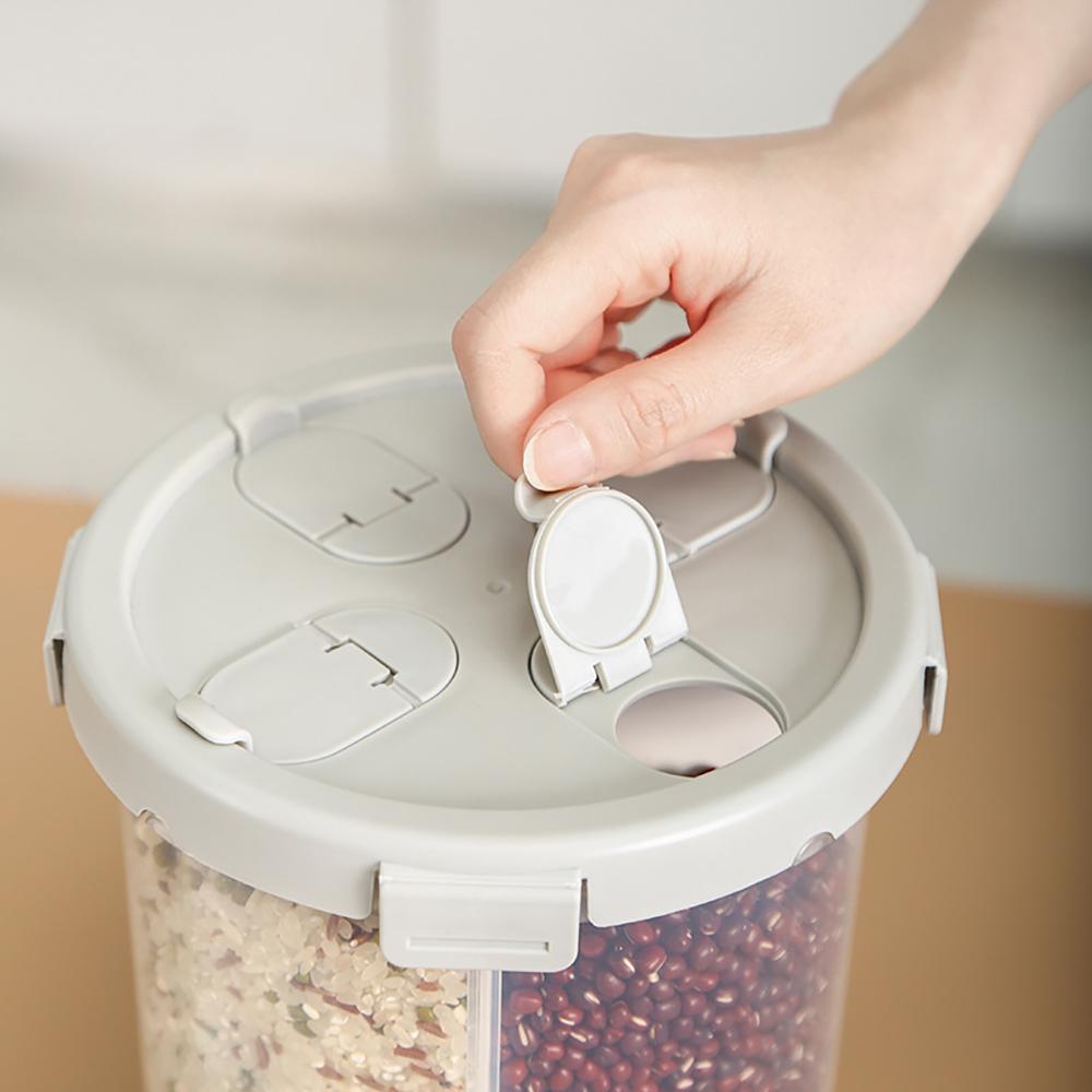 Eco-friendly Products Cereal storage box Kitchen food crisper with four compartments large capacity dry storage sealed buckets