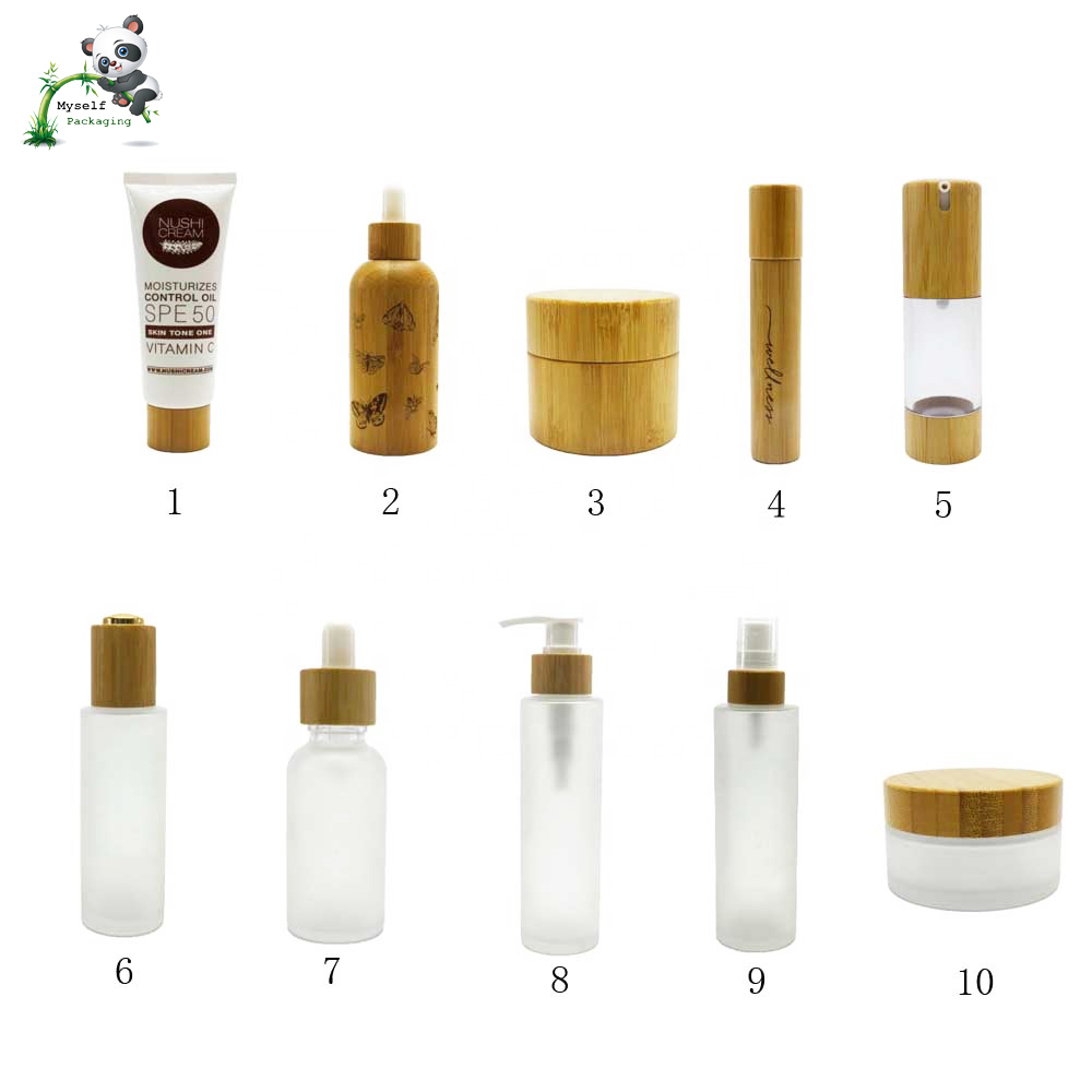 Eco-friendly Skincare Acrylic bamboo container cosmetic 30ml 50ml 100ml face cream container jar airless bottle BP-030T