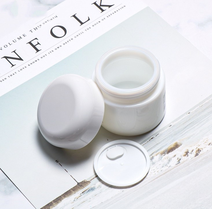 Eco-friendly White Glass Bottle Plastic Cosmetic Cream Jar Container 20g 50g