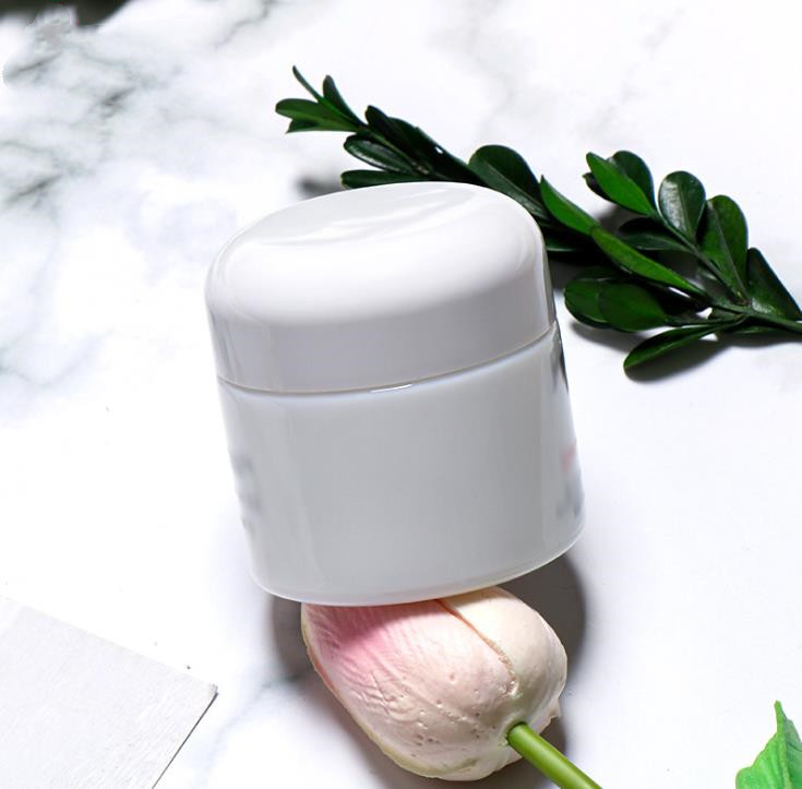 Eco-friendly White Glass Bottle Plastic Cosmetic Cream Jar Container 20g 50g