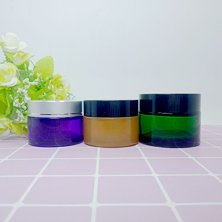 Eco- friendly amber and purple 30g 50g Cream Jar Containers with aluminum cap For Cosmetics