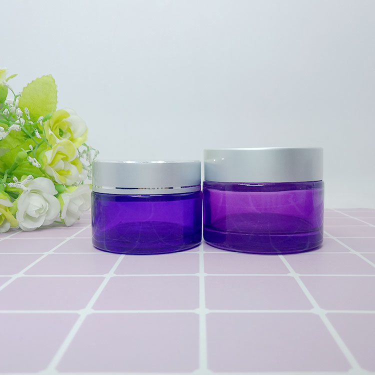 Eco- friendly amber and purple 30g 50g Cream Jar Containers with aluminum cap For Cosmetics