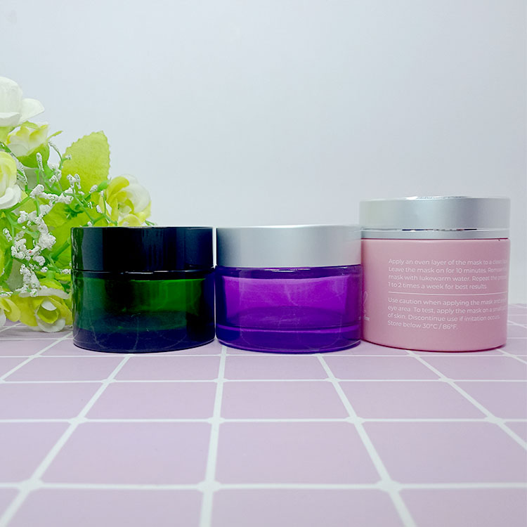 Eco- friendly amber and purple 30g 50g Cream Jar Containers with aluminum cap For Cosmetics