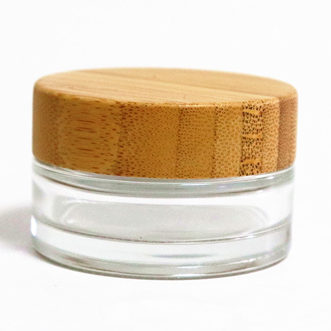 Eco friendly bamboo 2oz 60ml empty cream glass jar cosmetic jar with bamboo lid