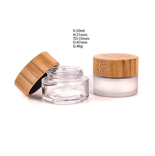 Eco friendly bamboo lid empty frosting glass cream jars 20ml