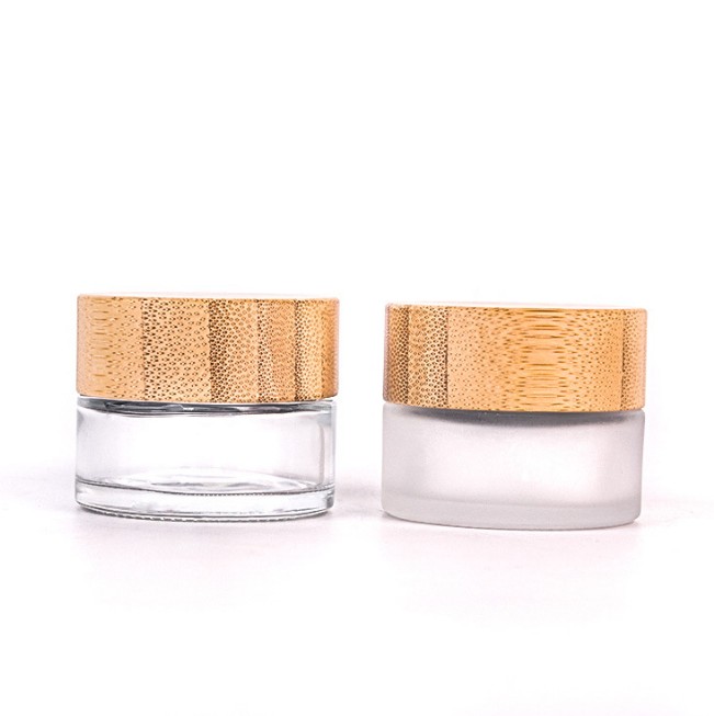 Eco friendly bamboo lid empty frosting glass cream jars 20ml