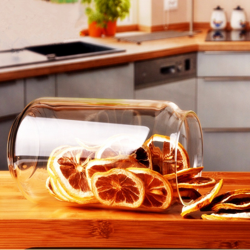 Eco friendly bamboo storage jar 250ml glass jam jar straight side