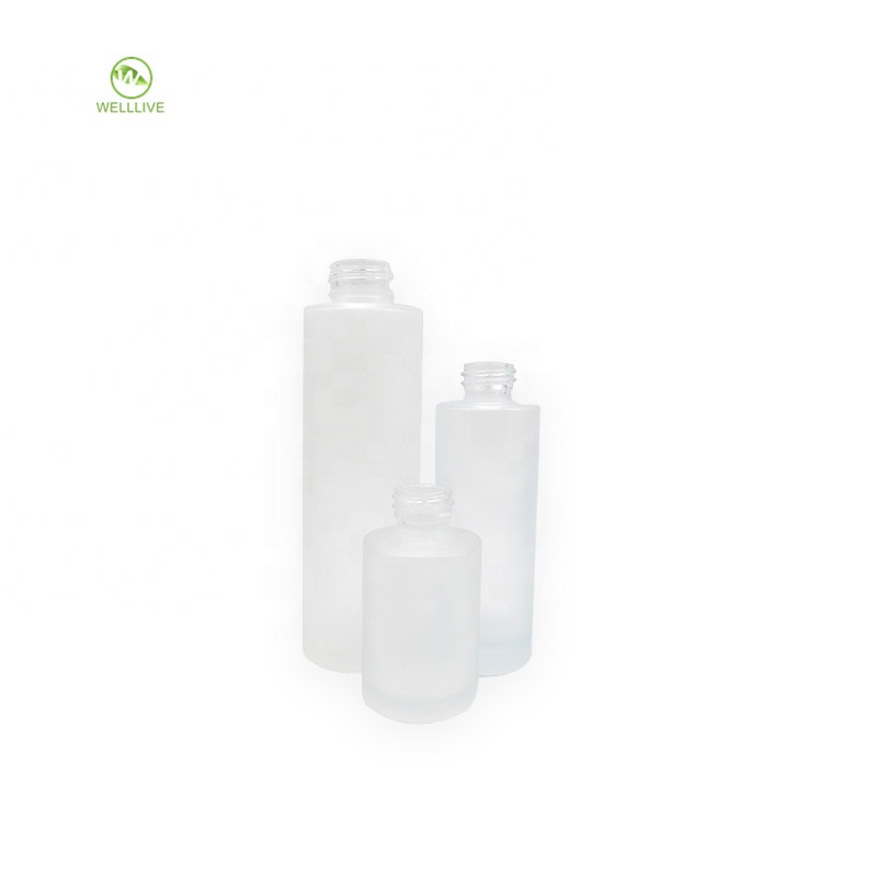 Eco friendly bamboo wood screw lid 30ml 1oz 2oz 4oz frosted glass pump perfume bottle with bamboo collar PP sprayer