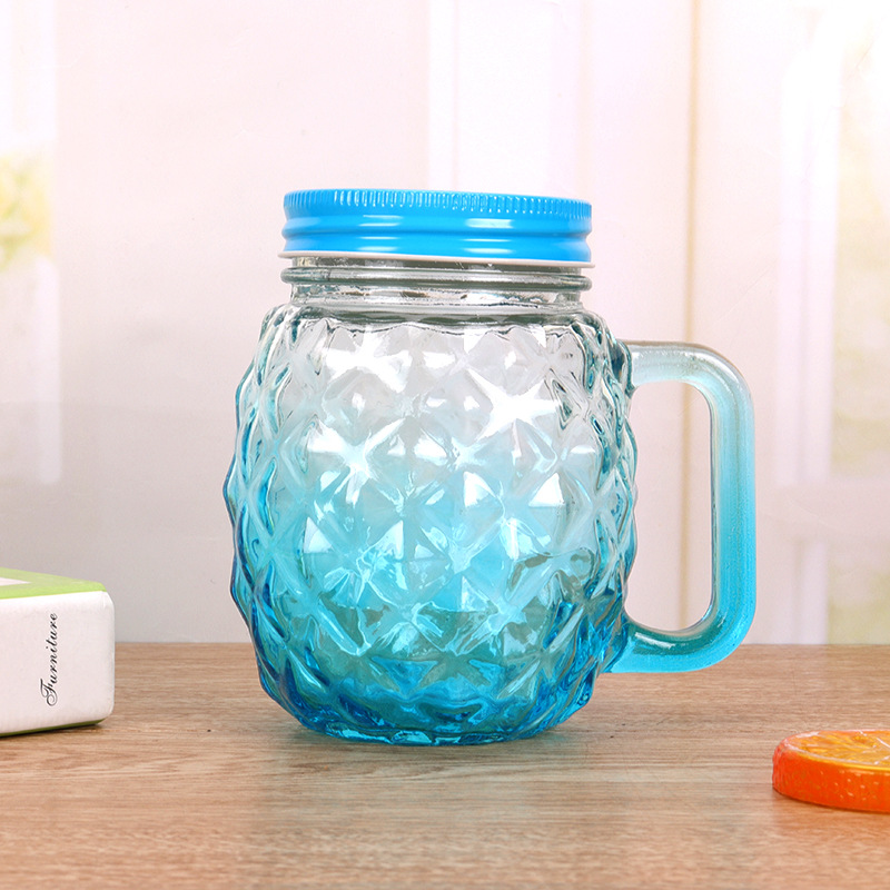 Eco-friendly best quality glass beverage bottles wholesale 16oz mason jar clear glass with handle and lid