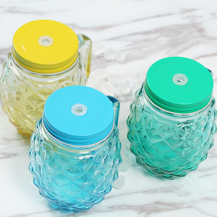 Eco-friendly best quality glass beverage bottles wholesale 16oz mason jar clear glass with handle and lid