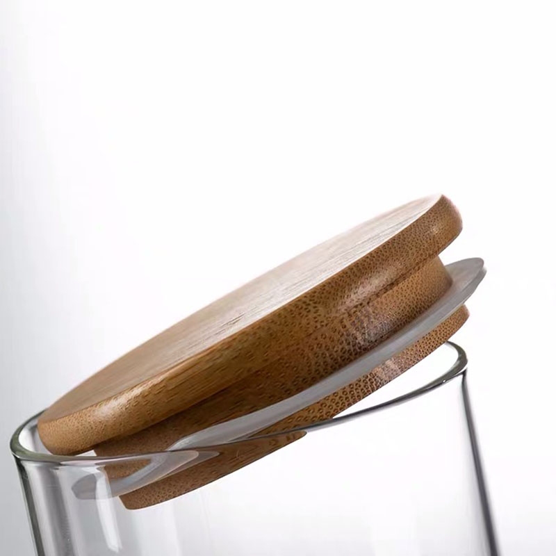 Eco-friendly borosilicate cookie candy honey airtight bamboo lid storage tank Storage food glass storage jar