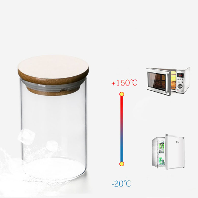 Eco-friendly borosilicate cookie candy honey airtight bamboo lid storage tank Storage food glass storage jar