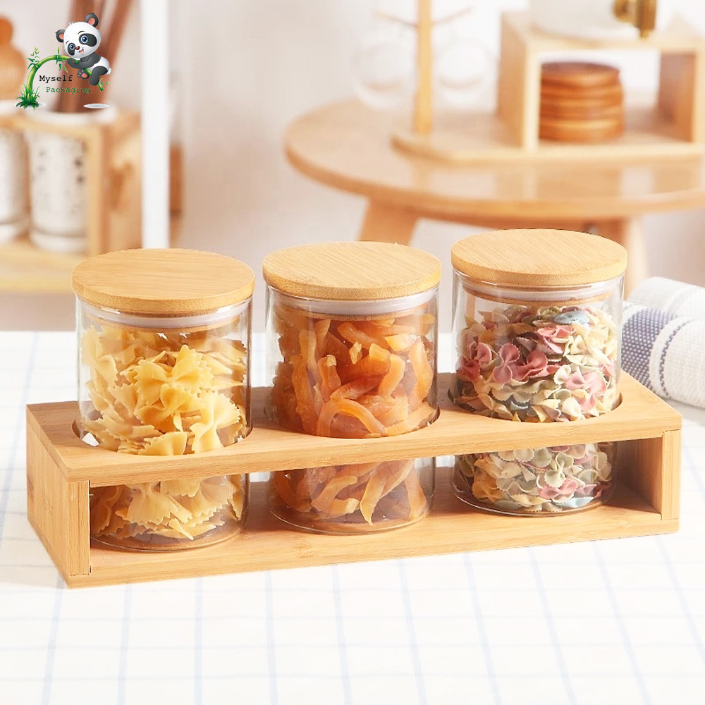Eco friendly borosilicate decorative kitchen glass storage jar with airtight lidBP-072K