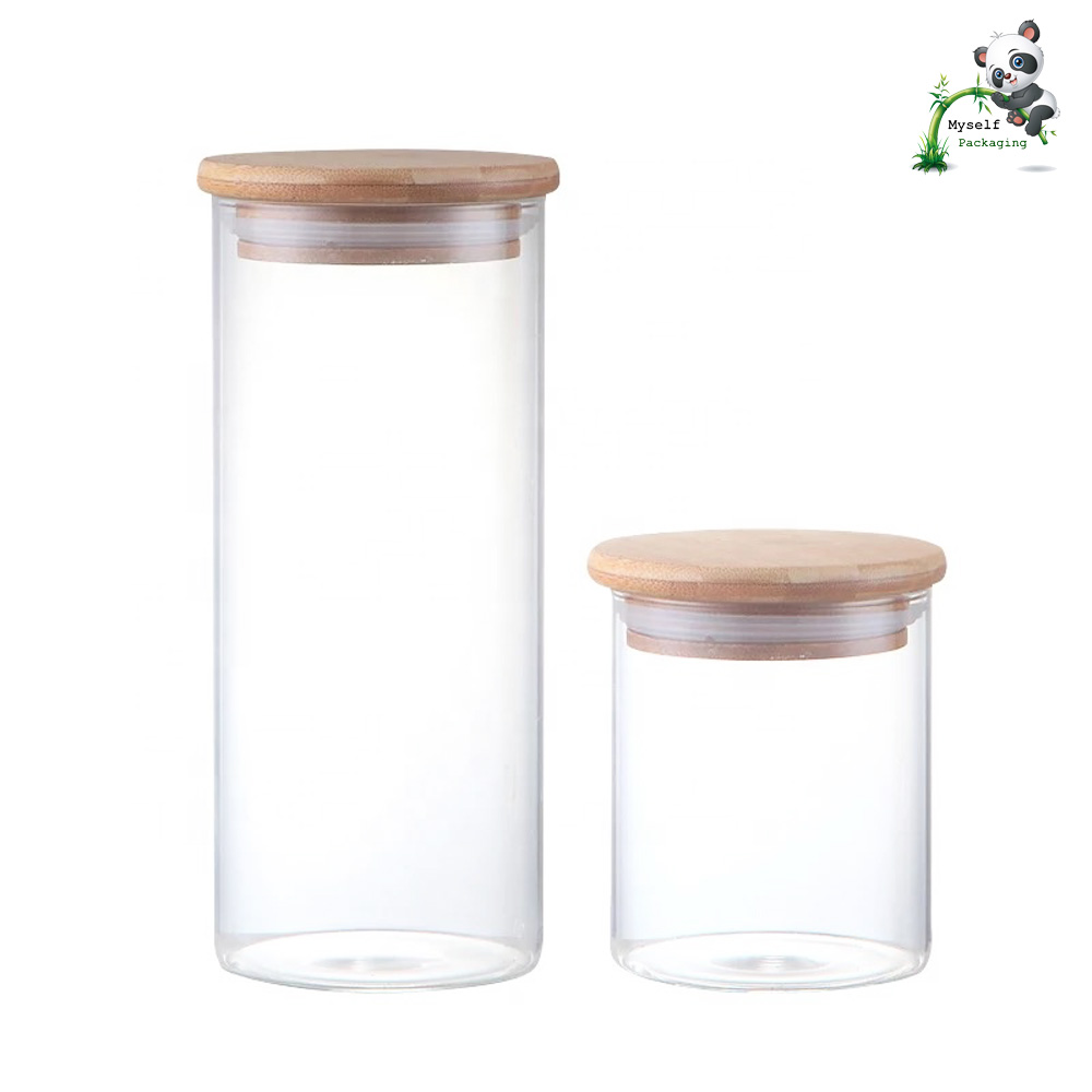 Eco friendly borosilicate decorative kitchen glass storage jar with airtight lidBP-072K