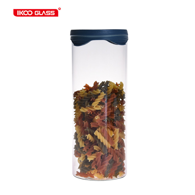 Eco friendly cereal storage BPA free kitchen storage air tight glass jar with silicon lid for sale