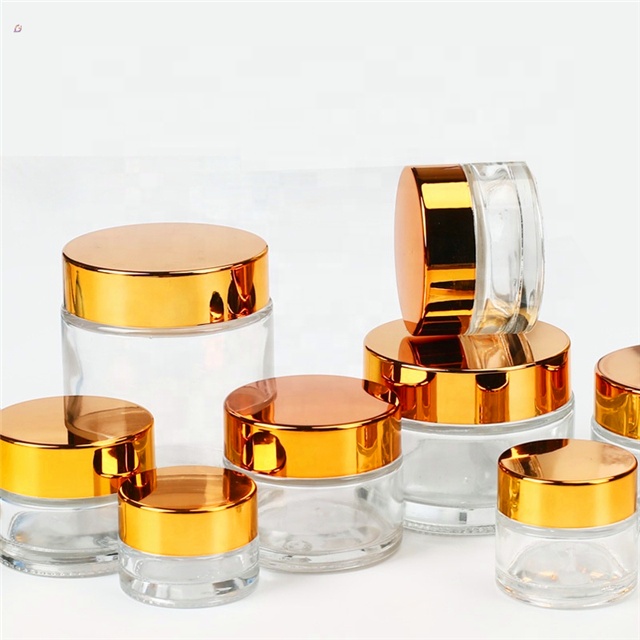 Eco-friendly clear glass cream jar 10 g 15g 20g 30g 50g 60g 80g 100g