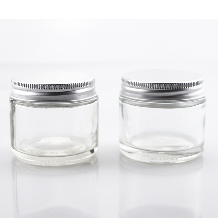 Eco friendly clear glass jar for cosmetic cream with aluminum screw cap eye cream glass jar 5g 10g 15g 50g