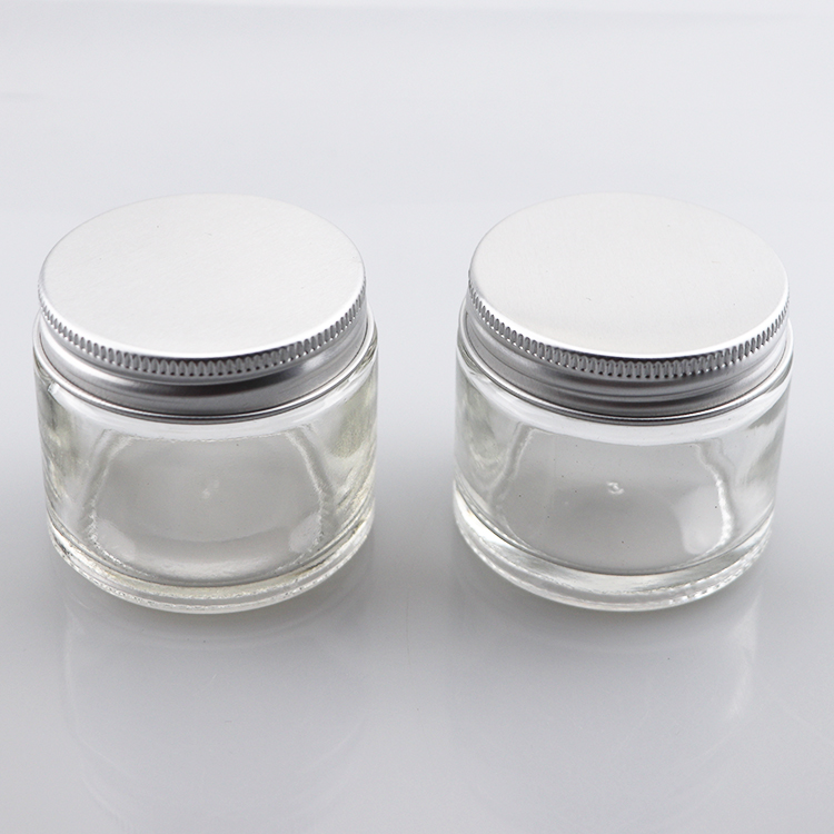 Eco friendly clear glass jar for cosmetic cream with aluminum screw cap eye cream glass jar 5g 10g 15g 50g