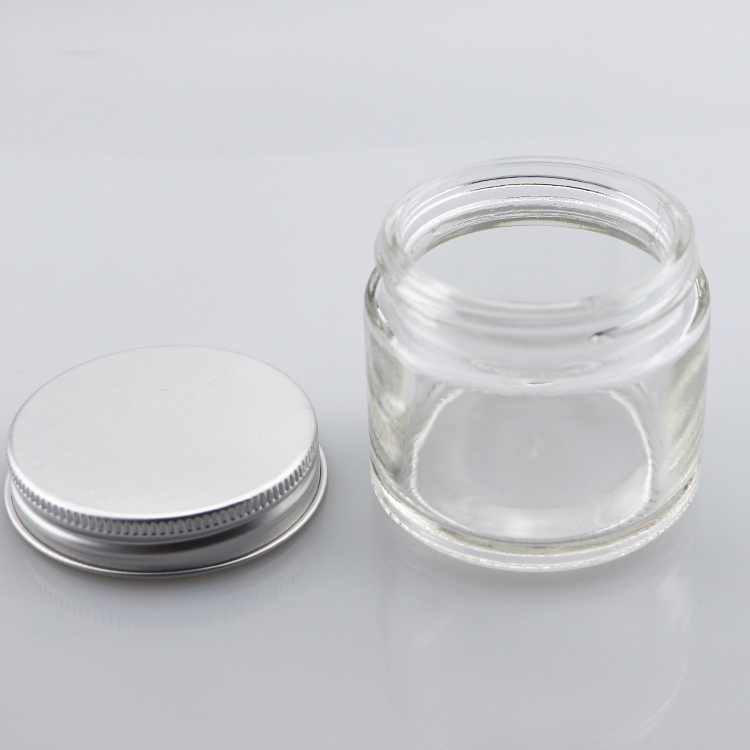 Eco friendly clear glass jar for cosmetic cream with aluminum screw cap eye cream glass jar 5g 10g 15g 50g
