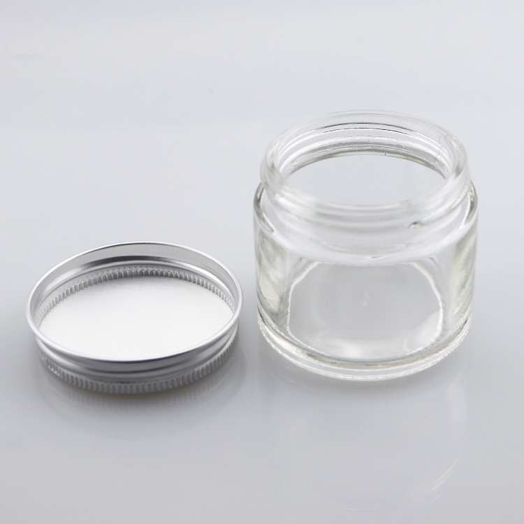Eco friendly clear glass jar for cosmetic cream with aluminum screw cap eye cream glass jar 5g 10g 15g 50g