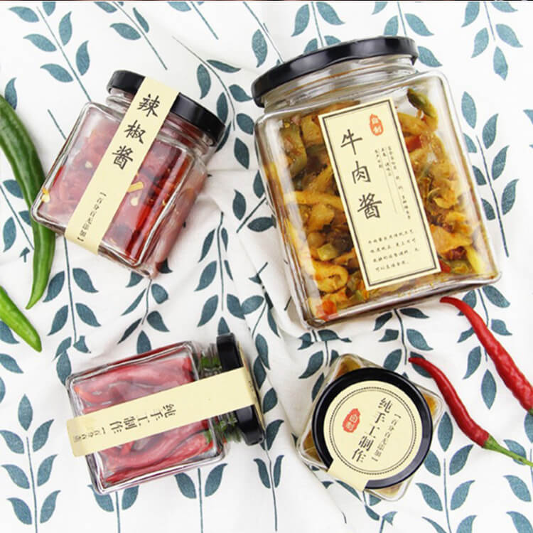 Eco-friendly cookie candy honey food glass storage jar with airtight screw lid storage tank Storage